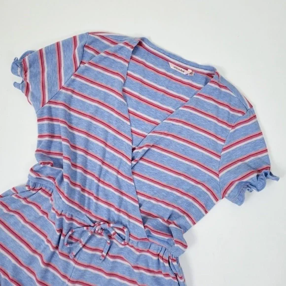 La Vie en Rose romper striped ruffles short rayon short sleeve summer spring - Picture 13 of 14